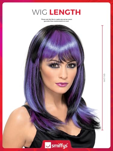 Smiffys Glamour Witch Wig, Black Long with Fringe, Halloween Fancy Dress Accessory, Witch Dress Up Wigs - Image 5