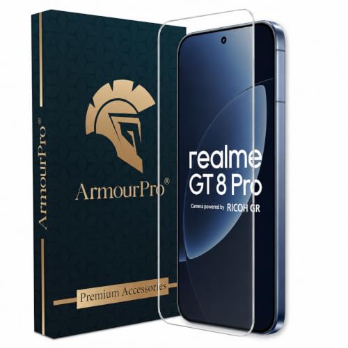Image of ArmourPro 3D Borderless Tempered Glass for Realme 16 Pro, Realme GT 8 and GT 8 Pro, HD Clear Curved Edge to Edge Screen Protector, 9H Hardness, Oleophobic Coating, Case Friendly | Pack of 1