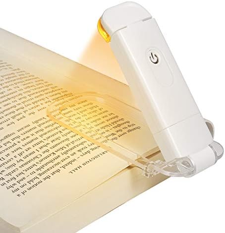 DEWENWILS Amber Reading Light, Book Light Clip On Book, LED Reading Light with USB Rechargeable, Blue Light Blocking, 3 Brightness Levels, Perfect Christmas Gifts for Bookworms, Kids, White