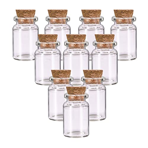 10pcs Mini Glass Bottles with Cork Lids 5ml - Small Wish Bottles and Spell Jars - Miniature Drink For Wedding