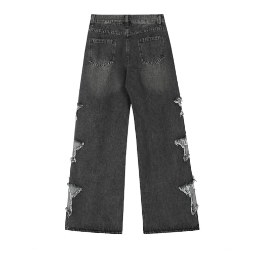 Retro Casual Pants American y2k Fashionable Street Style Loose Star Patch Jeans Suitable for Both Men and Women3