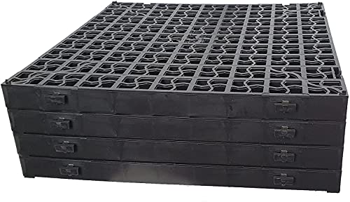 TRG 10-Pack x Black Plastic Grass & Gravel Driveway Grids Heavy Duty Lawn Garden Path Parking Area Shed & Greenhouse Base Permeable Drainage & Ground Stabilisation Mats (2.5 Square Meter)
