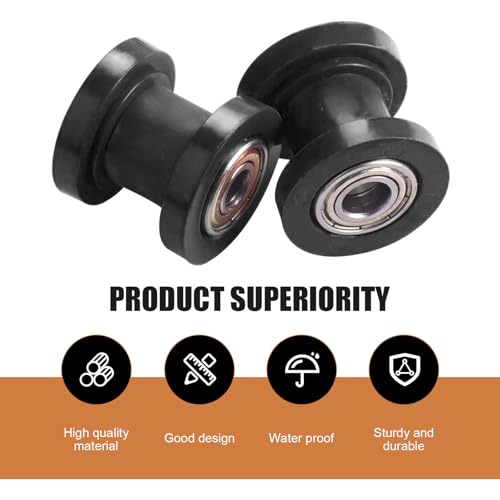Shakas 2 PCS Chain Tensioner, 8mm/0.3 inch and 10mm/0.4 inch Rolling Sprocket Guides, Modified Repair Parts, Suitable for Most Motorcycles Dirt Bikes Off-Road Vehicles (Black) - Thumbnail 3