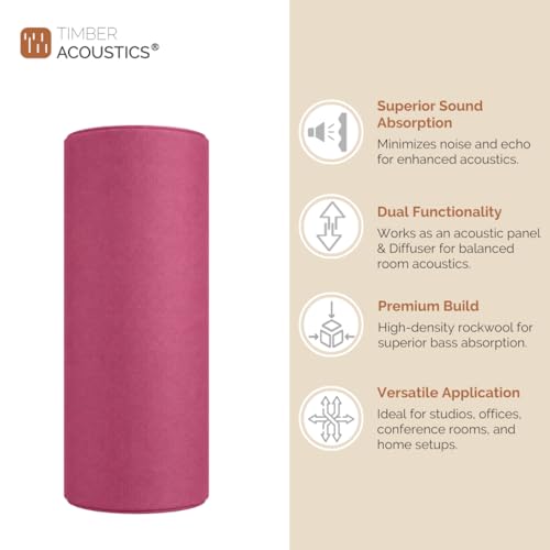 Image of Timber Acoustics Tube Traps | Rockwool | Freestanding Bass Traps | Absorber Diffuser | Room Acoustics & Soundproofing | Home Theatres & Music Studios [Single] 4' x 1' (Wine)