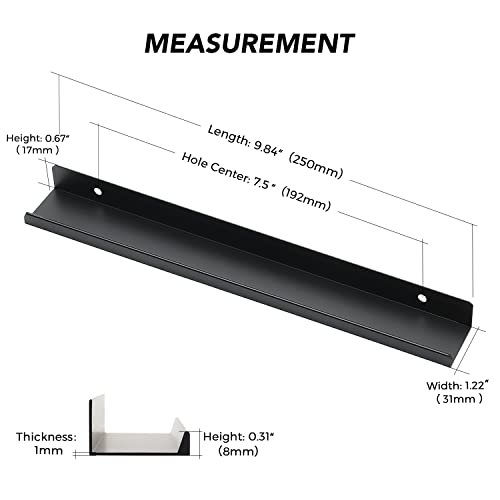 Image of Ravinte 1 Pack Finger Pulls for Cabinets 250mm /9.84 inch Length Black Pulls