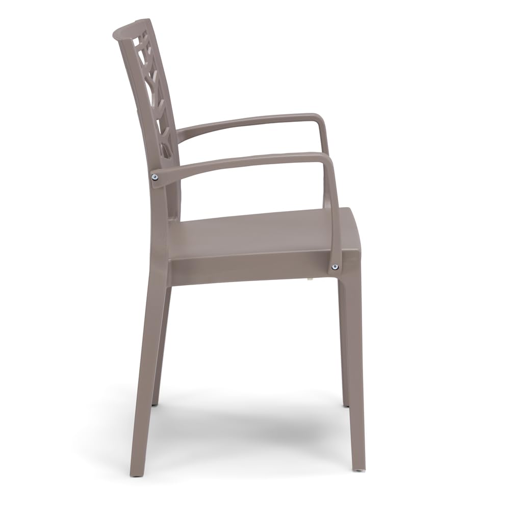 REDÒKASA Sedia con braccioli in polipropilene TETI, con e senza braccioli, impilabile, resistente ai raggi UV, design moderno, ideale per ambienti interni ed esterni (1, Tortora - Con Braccioli)