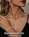 LOYALLOOK Crystal Silver Necklace and Earrings with Crystal Bracelet for Women Teardrop Dangle Earrings Rhinestone Necklace Bracelet for Bride Bridesmaid Bridal Wedding Party Jewelry Sets Style D