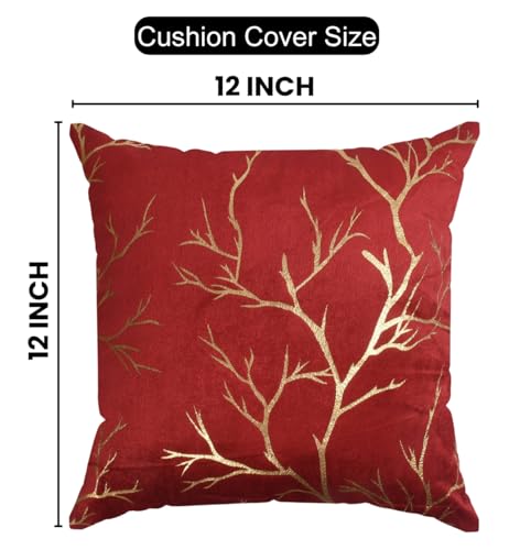 Image of Velvet Foil Cushion Covers Decorative Merry Christmas 12 inch x 12 inch Set of 2, Maroon