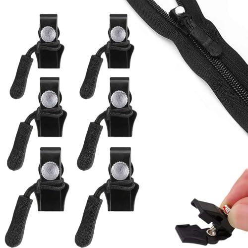 Miaherry Deslizador Cremallera 6 Piezas Deslizador Cierre de Cremallera Clipsable 3 Tamaños Reparación Cierre Brillo Color: Negro - Para Chaquetas Abrigos Faldas Y Vestidos