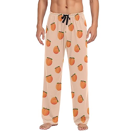 Fisyme Peach Fruit Mens Pajama Pants Men's Pajama Bottoms Soft Sleep Lounge Pj Pants