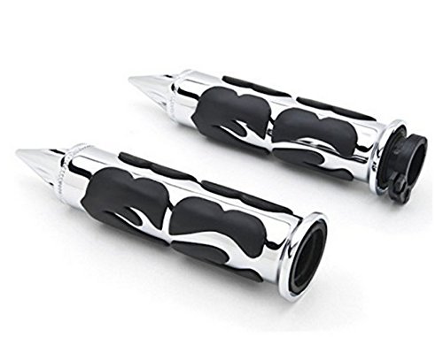 TESWNE Motorcycle Aluminum Chrome Hand Grips Custom Handlebar Fits for Suzuki Kawasaki Yamaha Honda with 1 inch Throttle Grips