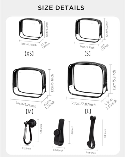 Image of LETGO 4 PCS Clear Insert Bag for Bogg Bag, 4 Sizes Waterproof Beach Bag Organizer Pouch with Bogg Bag Hooks Accessories,Transparent Zipper Makeup Toiletry Bag for Rubber Tote Bag Beach Travel