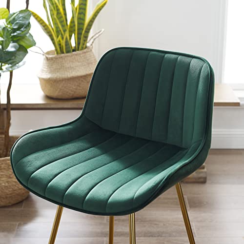Zouron Swivel Bar Stools Set Of 4 For Kitchen, 29" Counter Height Bar Chairs With Back Tall Barstools Velvet Kitchen Island Stools With Gold-Plated Metal Legs, Green #TOP7