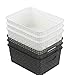 Qshape Set di Cestini Portaoggetti in Plastica Rattan, Bianco Trasparente Grigio, Confezione da 6