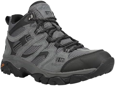 HI-TEC Ravus Mid Hiking Boots for Men, Lightweight Breathable Outdoor Trekking Shoes - Dark Grey, 8.5 Medium | Image 1