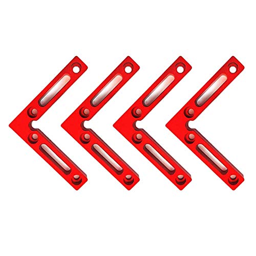 Lot de 4 équerres de positionnement à 90 degrés en alliage d'aluminium 11,9 x 11,9 cm - Équerres de serrage à angle droit pour le travail du bois