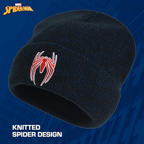 Image of Marvel Spider-Man Beanie Hat, Blue, One Size | Soft, stretchy fabric for a cozy, comfortable everyday fit.
