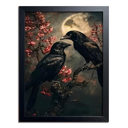 Vintage Framed Wall Art, Forest Gothic Decor, Dark Academia Celestial