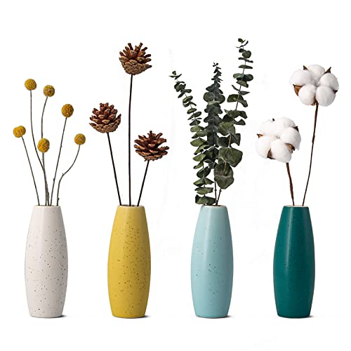 Ceramic White Vase,Small Flower Vase for Minimalist Modern Home Decor Matte Design Fit for Fireplace Bedroom Living Room Ideal Gift for Friend Family