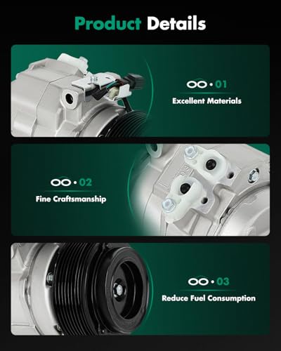 Image of SCITOO AC Compressor fit for Ford for Edge 3.5L 2007-2010 | Fast Cooling, Ultra Low Noise (≤72 dB)Air Conditioner Compressor with Clutch, Easy Installation, 157314