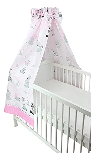 TupTam Babybett Himmel mit Schleifchen, Farbe: Tiere auf Wolken/Rosa, Größe: ca. 160x240 cm