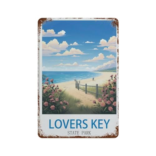 Letreiro de metal vintage com texto em inglês "Lovers Key State Park" (30 x 40 cm), para decoração de casa (30 x 40 cm), I45