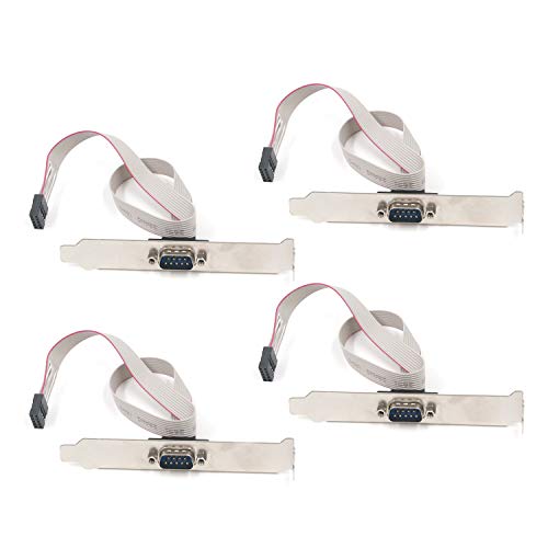 Antrader 12in (30cm) DB9 Serial Male to 10 Pin 2.54mm Female Jumper Wires Connector Slot Plate Panel Mount RS232 Serial Adapter Cable w/Bracket 4Pcs, Gray