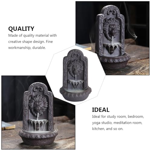 Brûleur encens cascade fumée lion BETOOKY statuette céramique zen - 4