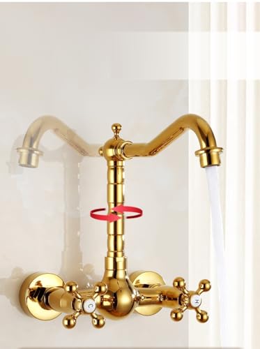 Robinet de lavabo mural anti-calcaire en cuivre double commande - 4