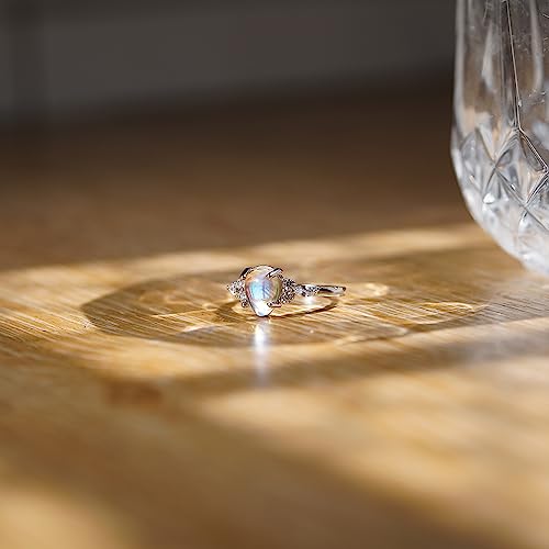 Authentic Moonstone Ring - Sterling Silver Rainbow Moonstone Ring for Women2