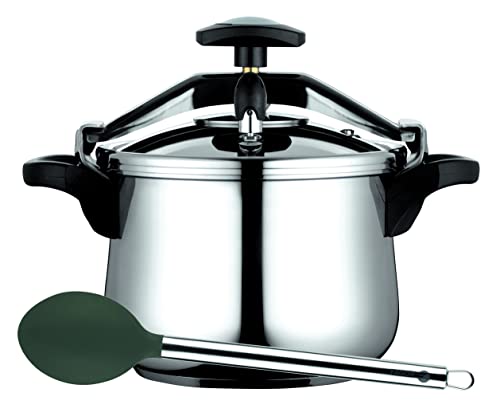 Fagor Clásica Bombe Olla a Presión 6 Litros, Inducción, Express, Acero Inoxidable 18/10, Todo Tipo Cocinas, Fondo Termo Difusor, 3 Sistemas Seguridad, Incluye Cucharon Melier de Nylon