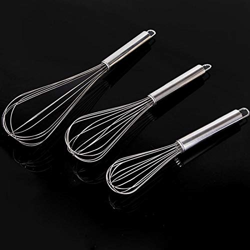 BARRU 1 Pièce Mini Fouets Cuisine,Argent Batteur Main à Boule En Inox Avec 10 Fils Pour Melanger Battre Pate A Fouetter Oeuf Mousse Lait Durable 1 8 X 25 Cm 10 Pouces