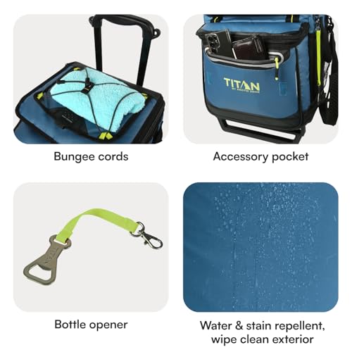Image of Titan by Arctic Zone 60 Can Wheeled Cooler, Rolling Cart | Collapsible soft sided cooler, detachable rolling AT cart, insulated bag with leak proof lining, for travel, beach, picnic