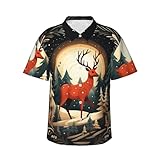 Photo Gallery merry christmas deer print camicia hawaiana da uomo estiva da spiaggia abbottonata a maniche corte per feste crociere, nero, l Photo Gallery merry christmas deer print camicia hawaiana da uomo estiva da spiaggia abbottonata a maniche corte per feste crociere, nero, l