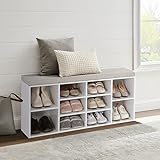 Sophia & William Shoe Bench with Cushion and 8 Compartments, Entryway Storage Bench Freestanding...