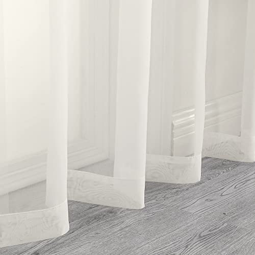 Image of OWENIE Extra Long Sheer Curtains 120 Inches Long, Sheer Curtain, Voile Rod Pocket Panels for Bedroom and Living Room (42 x 120 inches Long, Set of 2, Ivory)