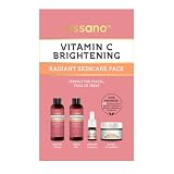 Essano Vitamin C Skin Care Set, Radiant Skincare Pack with Gel Face Cleanser (40ml), Exfoliating Face Scrub (40ml), Facial Serum (3ml), SPF15 Moisturizer (10g), For Travel or Trial, Cruelty Free
