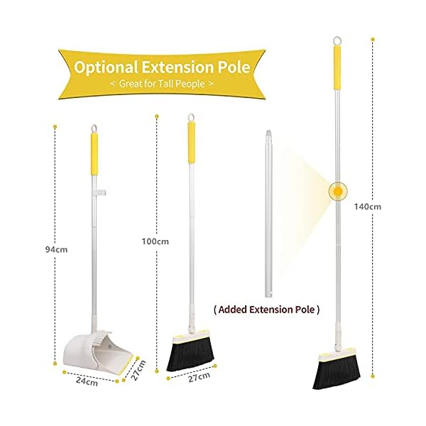 Jekayla Broom and Dustpan Set for Home with 54" Long Handle, Upright and Lightweight Dust pan