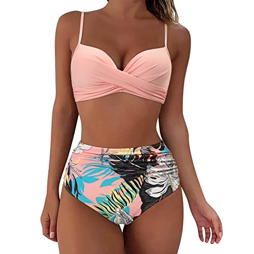 Biquinis Mujeres Trajes De Baño S Mujer Traje De Baño Dos Piezas Push Up Bikini 2 Piezas para Mujer Bañador Dos Bikini para Tallas Grandes, Camiseta Tirantes Y Short