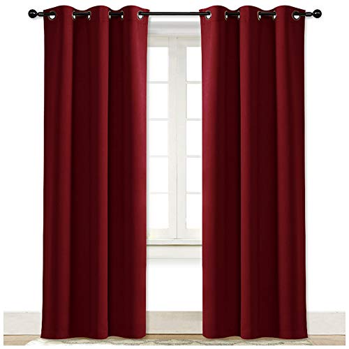 Cortinas, Home NICETOWN - Cortinas de oscurecimiento, con Aislamiento térmico y Ojales, para recámara(Rojo, 1 Piezas, 106 x 213 cm)