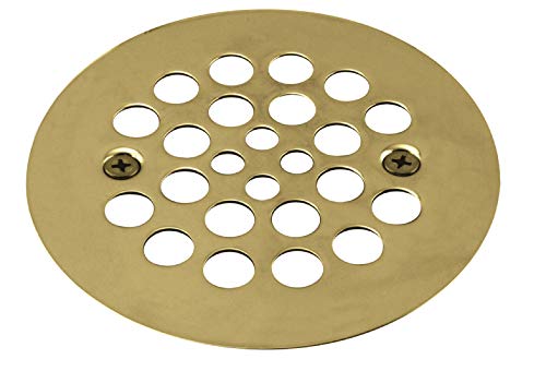 Image of Westbrass A3193-01 4-1 /4 inch OD Brass Shower Strainer Grid Drain Cover, Polished Brass