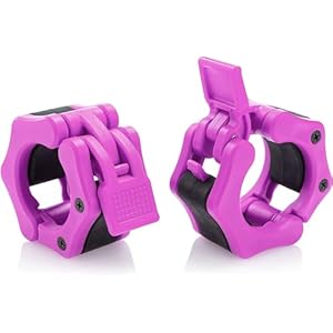 2” Olympic Barbell Clamps – Solid ABS Locking Barbell Collars with Quick Release – for Professional Training Strong Lifts and Olympic Training- Set of 2 (Pink)