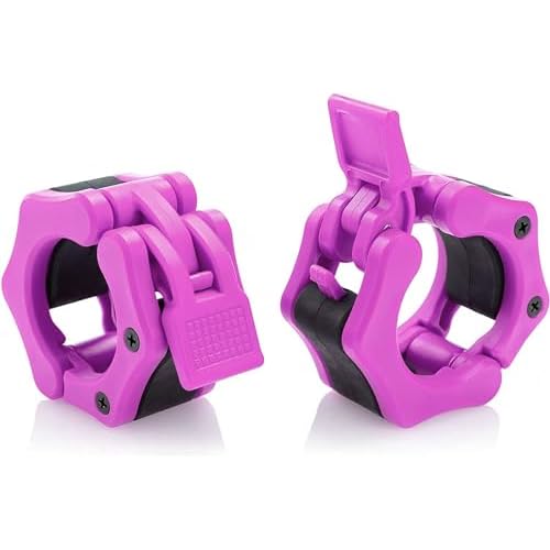 2” Olympic Barbell Clamps – Solid ABS Locking Barbell Collars with Quick Release – for Professional Training Strong Lifts and Olympic Training- Set of 2 (Pink)