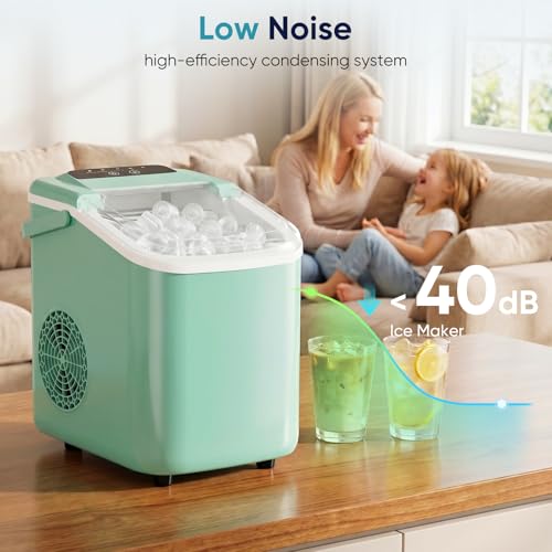 Image of DUMOS Ice Maker Countertop, Ice Machine with Portable Handle, Basket and Scoop, 26lbs Daily, 9 Bullet Cubes in 6-8 Mins, Auto-Cleaning for Home, Kitchen, Office, Outdoors, RV Camping