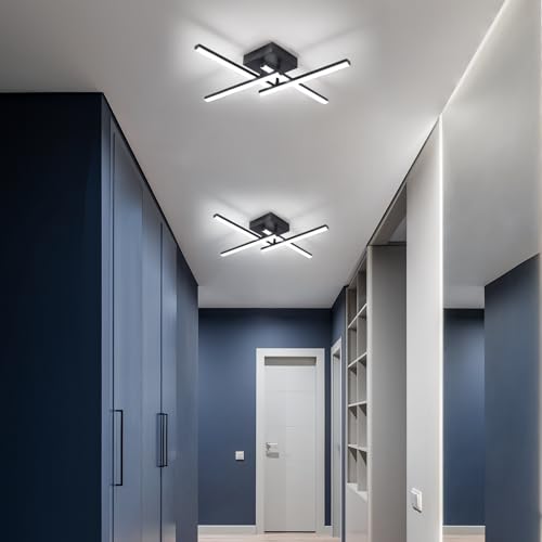 Modern Ceiling Light LED, 24W Black Ceiling lamp 4 Built-in LED Boards, 6500K Cool White Elegant Design Ceiling Light Fixture for Bedroom Hallway Living Room Dining Room Corridor Kitchen - Image 4