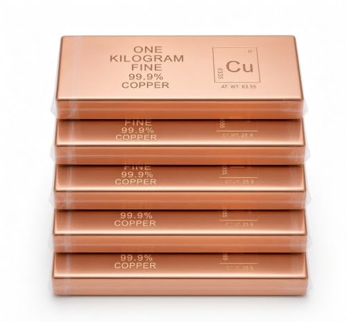 Image of 1 KG Copper Bar 99.99% Pure | 1 Kilo .9999 Fine Copper Ingot Bullion | 1000g (2.2 lbs) Solid Metal Element | Investment Grade Raw Material for Collecting, Casting, Industry, and Physics Experiments