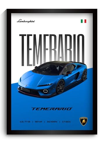 Image of Funk You Store Lamborghini Temerario Poster | Framed Lamborghini A4 Sized (31 x 23 cm) | Car Poster for Wall, Gift for Boys, Supercar Frames | Car Posters for Wall, Bedroom, Hostel, Study Room