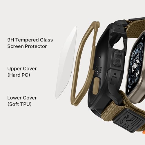 Image of Bandletic Rugged Case with Band Compatible with Apple Watch 49mm(Ultra 3 /2 /1),46mm(Series 11 /10), 45mm(Seriess 9 /8 /7),44mm(SE3 /SE2 /SE /6 /5 /4), Protective Cover Sport Accessories for iWatch Men