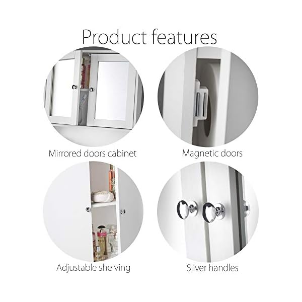 CARME Gatsby - 3 Piece Set White Bathroom Wall Mounted Cabinet with Mirror, Under Sink Storage Floor Unit - Image 7