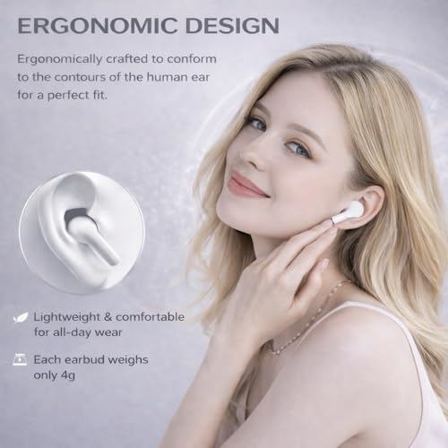 Image of Wireless Earbuds (2nd Gen), Active Noise Cancellation, Bluetooth 5.3, High-Fidelity Sound, IPX7 Waterproof, 40-Hour Playtime, Wireless in-Ear Ear Buds Pro 2 for Apple iPhone /Android, White